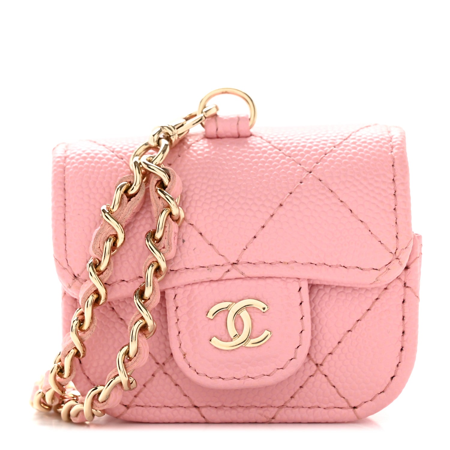 Chanel Caviar Quilted Airpods Pro Case With Chain Pink 1 of 7