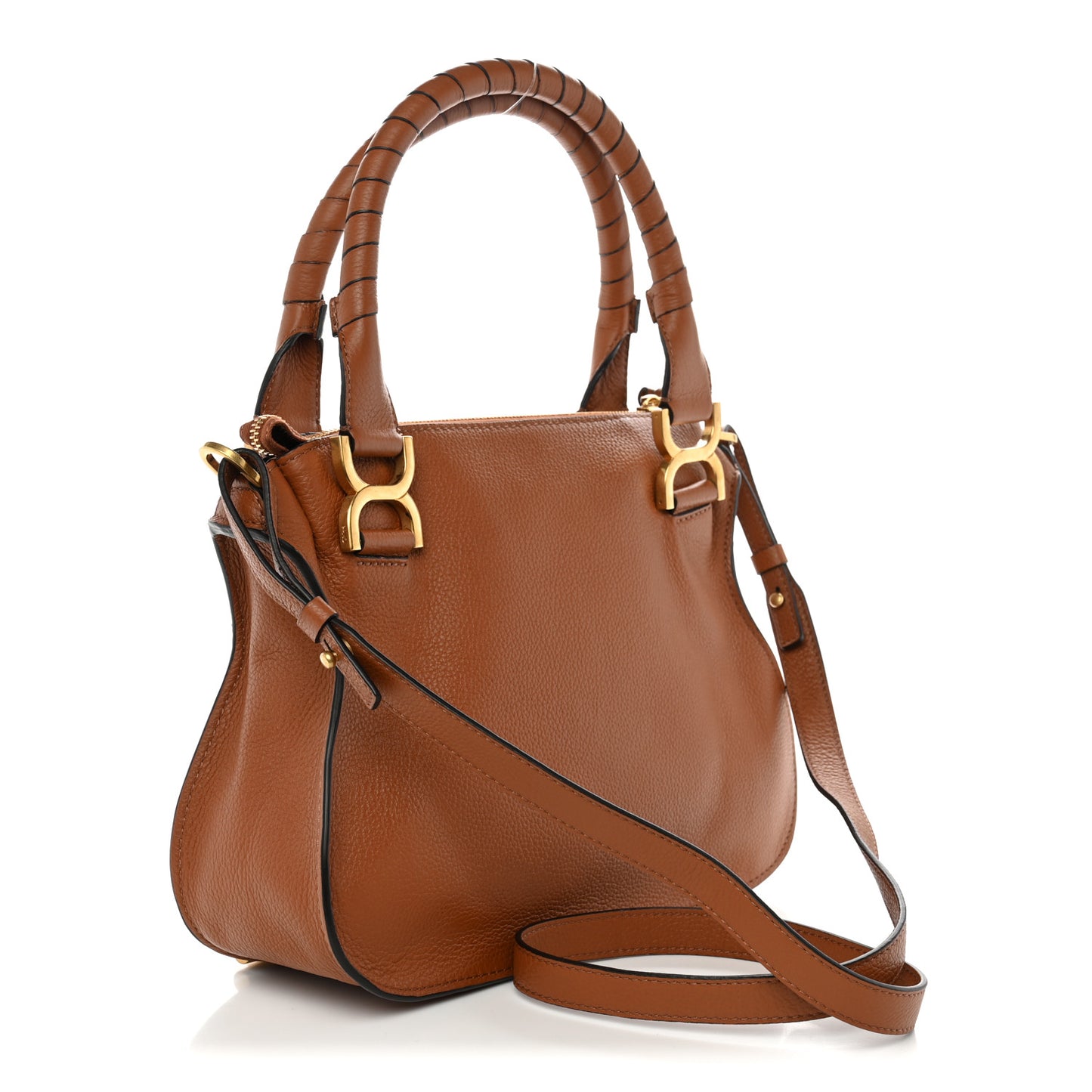 Calfskin Small Marcie Satchel Tan
