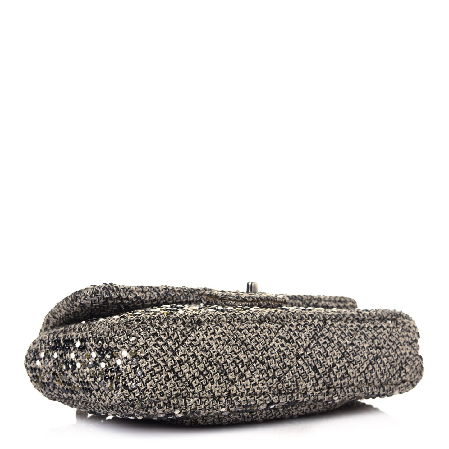 Crystal Tweed Quilted Medium Single Flap Black