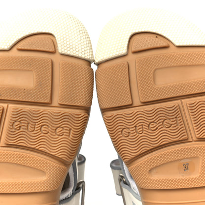 Gucci Mesh Fabric Tinsel Sport Sandals 37 White Silver 10 of 10
