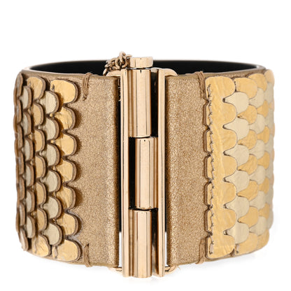 Chanel Metallic Calfskin Scale CC Cuff Bracelet M Gold 3 of 6