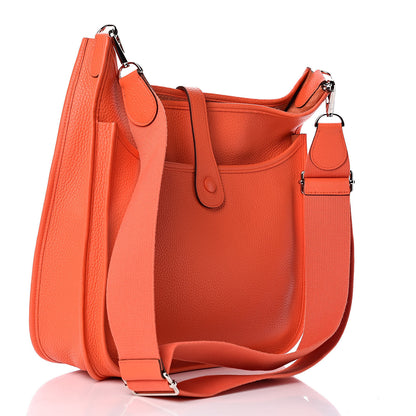 Hermes Taurillon Clemence Evelyne III GM Orange Poppy 3 of 9