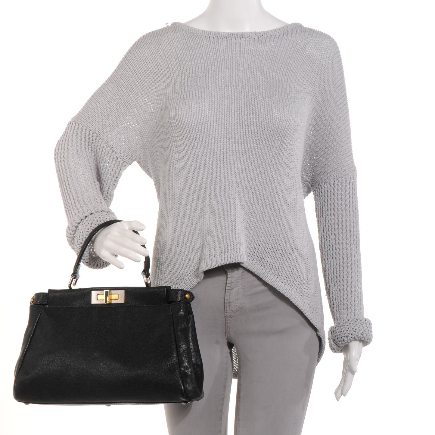 Goatskin Medium Peekaboo Iconic Satchel Black