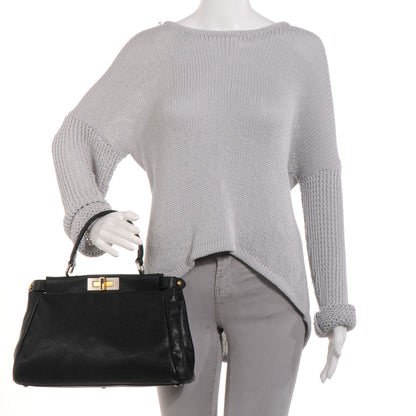 Fendi Goatskin Medium Peekaboo Iconic Satchel Black 2 of 9
