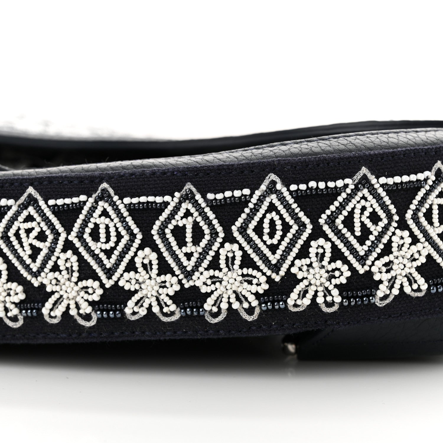 Christian Dior X SHAWN STUSSY Grained Calfskin Beaded Flower Saddle Bag Blue White 10 of 10