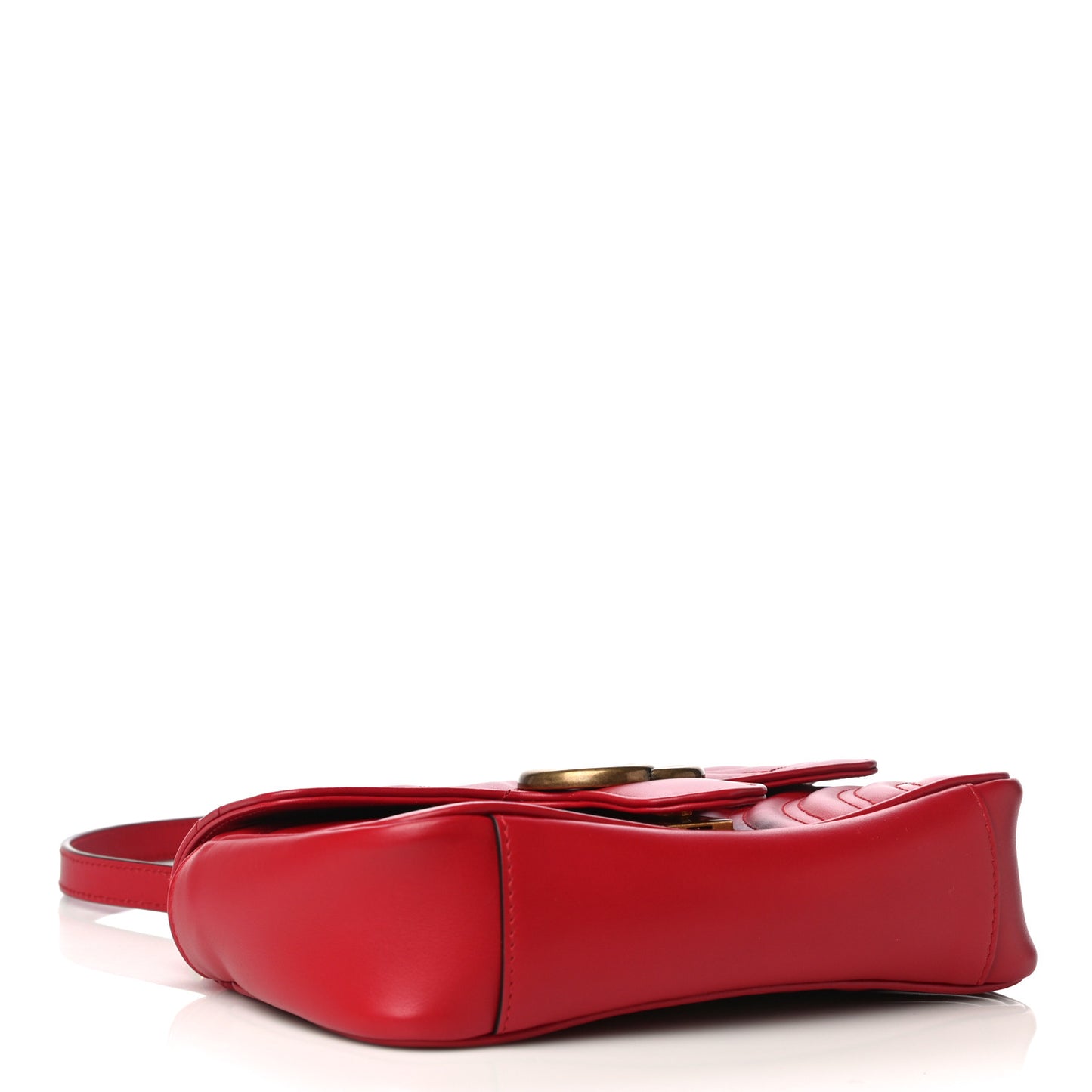 Calfskin Matelasse Mini GG Marmont Shoulder Bag Hibiscus Red