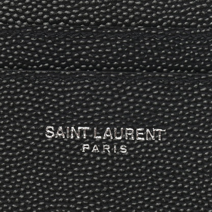 Saint Laurent Grain De Poudre Matelasse Chevron Monogram Credit Card Case Black 6 of 8