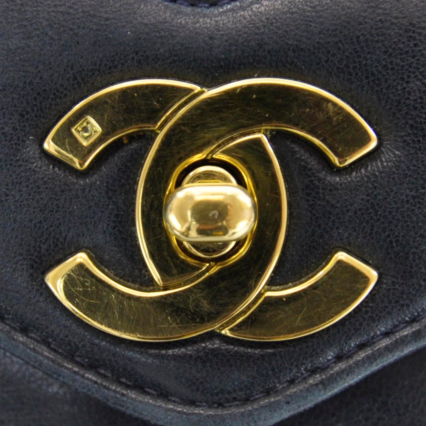 Lambskin Chevron Mini Flap Navy