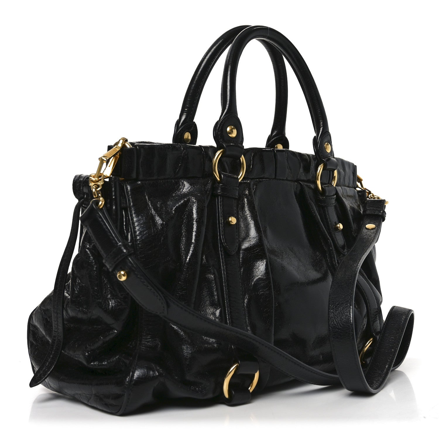 miumiu☆RN0647☆VITELLO LUX Miu Miu Brown Vitello Lux Leather Soft Shopping Top Handle Bag