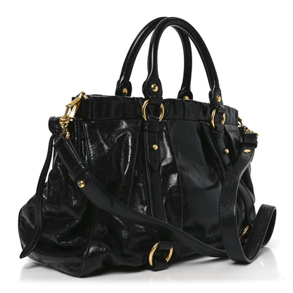 Miu Miu Vitello Lux Gathered Tote Black 3 of 9
