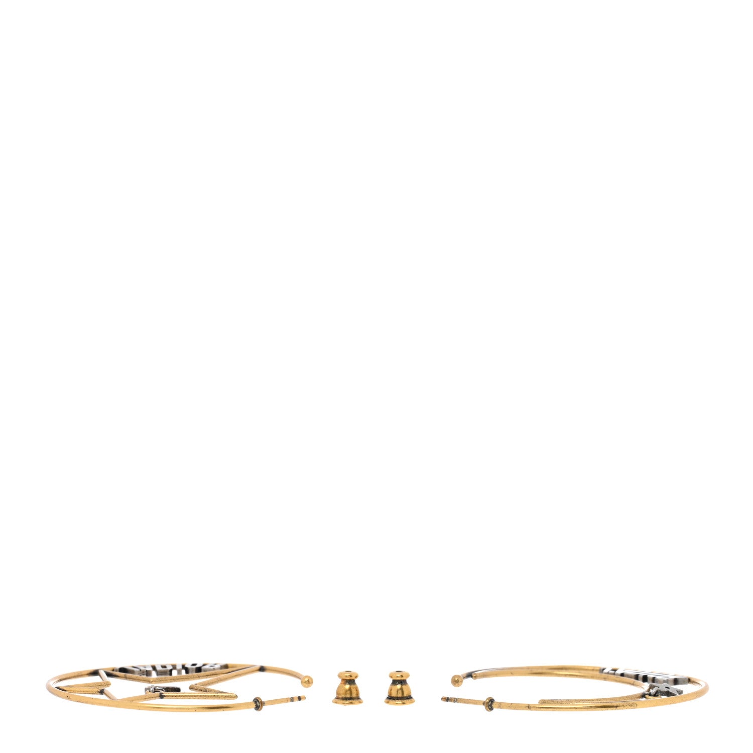 Christian Dior Metal Moon Star J'Adior Asymmetrical Hoop Earrings Gold Palladium 3 of 4