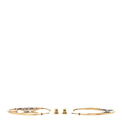 Christian Dior Metal Moon Star J'Adior Asymmetrical Hoop Earrings Gold Palladium 3 of 4