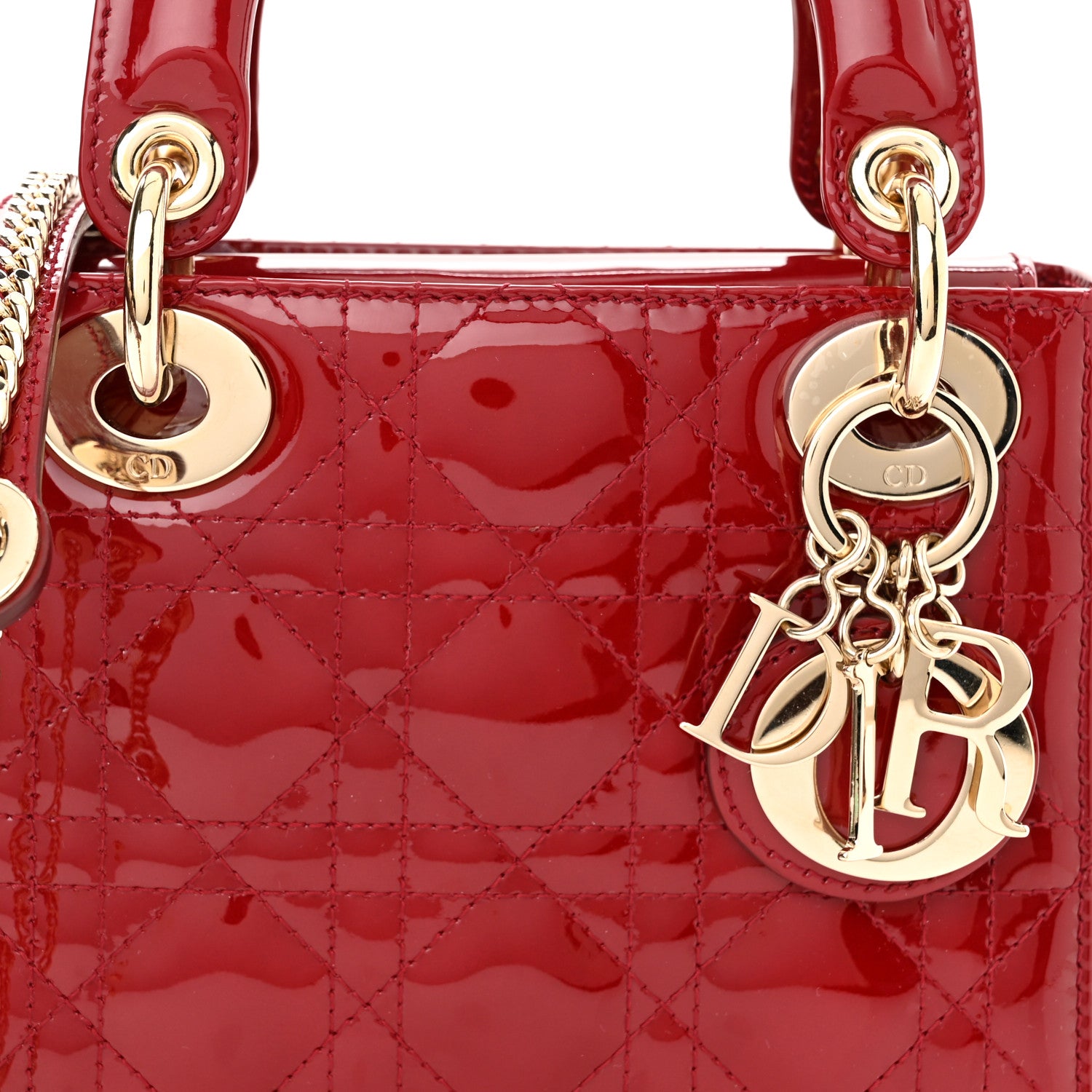 Christian Dior Patent Cannage Mini Lady Dior Red 8 of 10