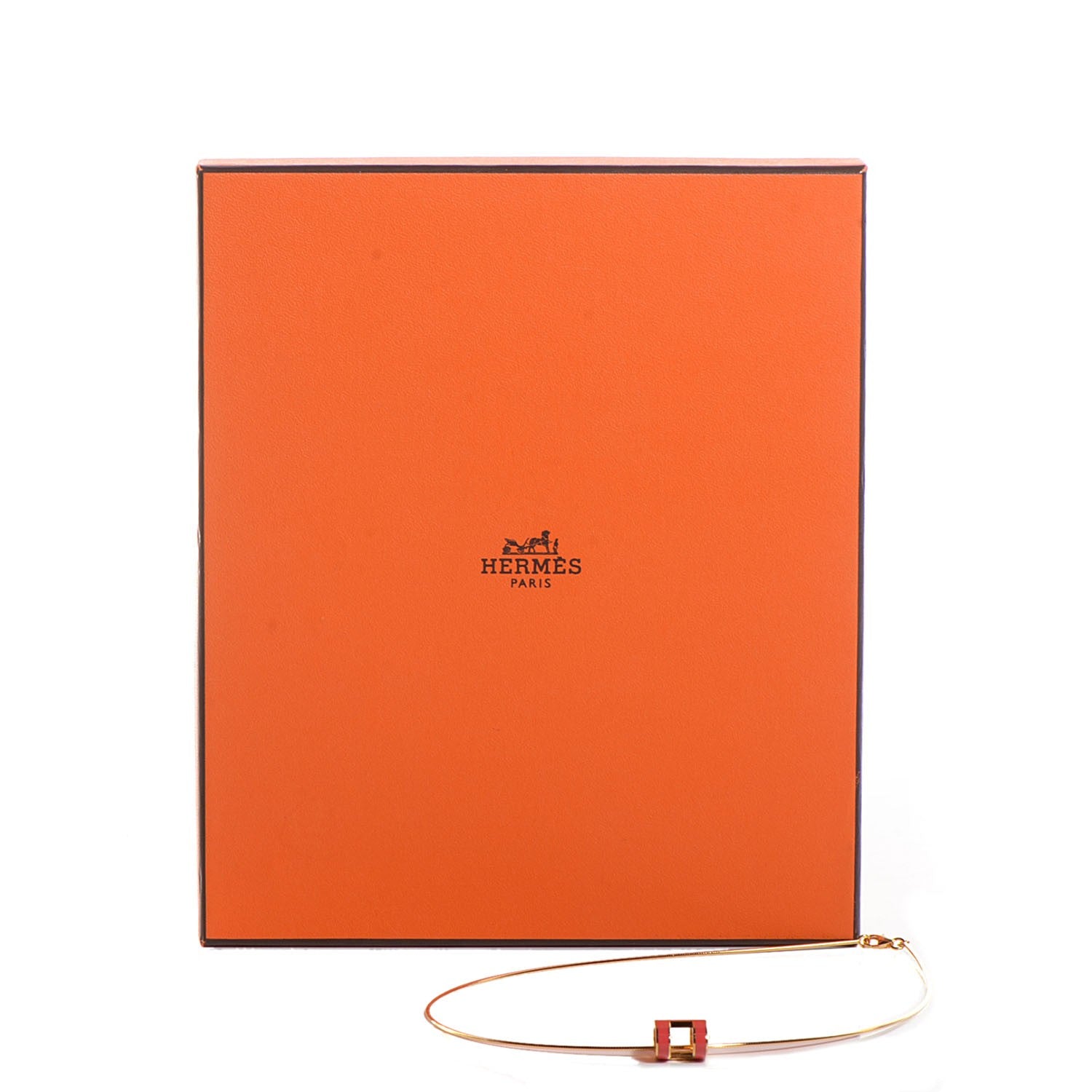 Hermes Lacquered Gold Plated Pop H Necklace 7 of 7