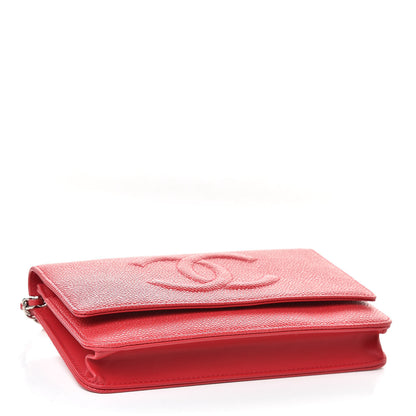 Chanel Caviar Timeless CC Wallet On Chain WOC Red 3 of 12