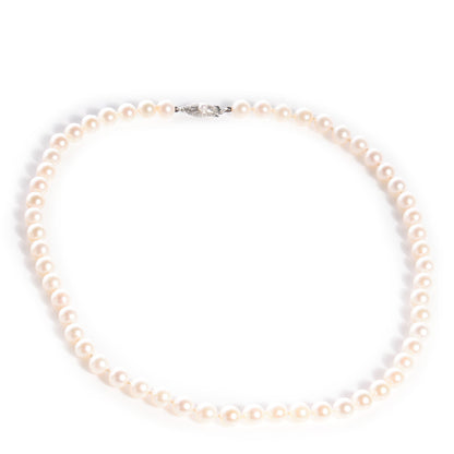 Mikimoto 18k White Gold Cultured Akoya 6.5mm Pearl Strand Necklace 16 1 of 7