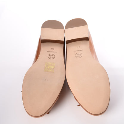 Chanel Patent CC Cap Toe Ballerina Flats 36 Beige Fonce 5 of 14