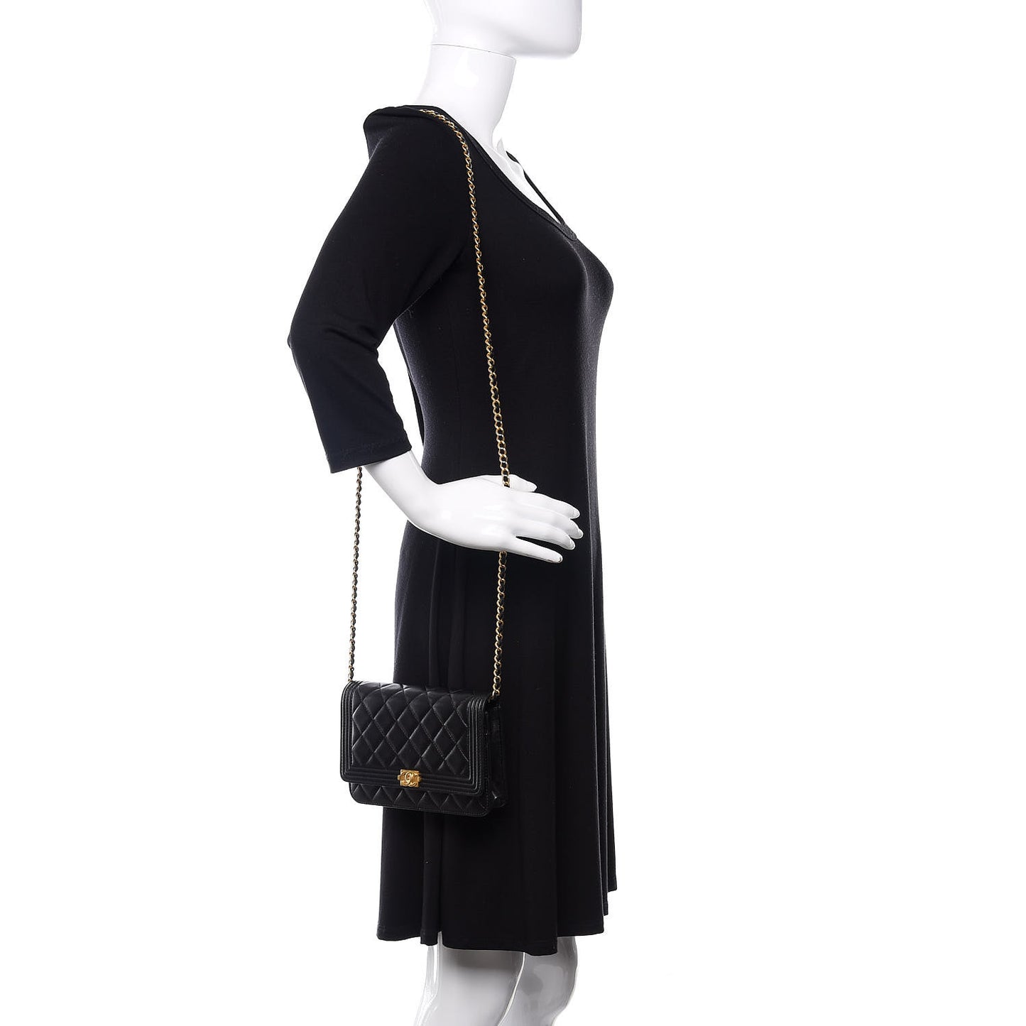 Lambskin Quilted Boy Wallet On Chain WOC Black