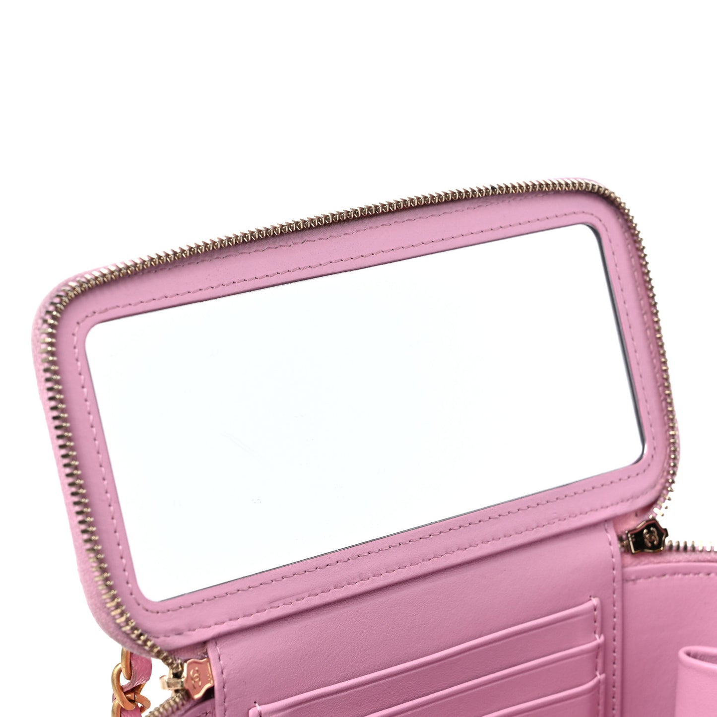 Shiny Caviar Quilted Pick Me Up Vanity Case Pink