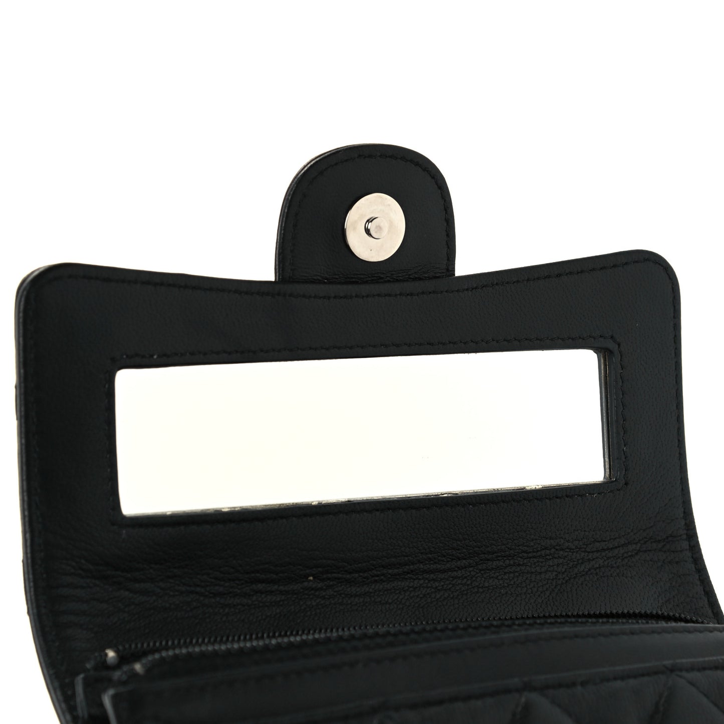 Lambskin Quilted Flap Cosmetic Case Black