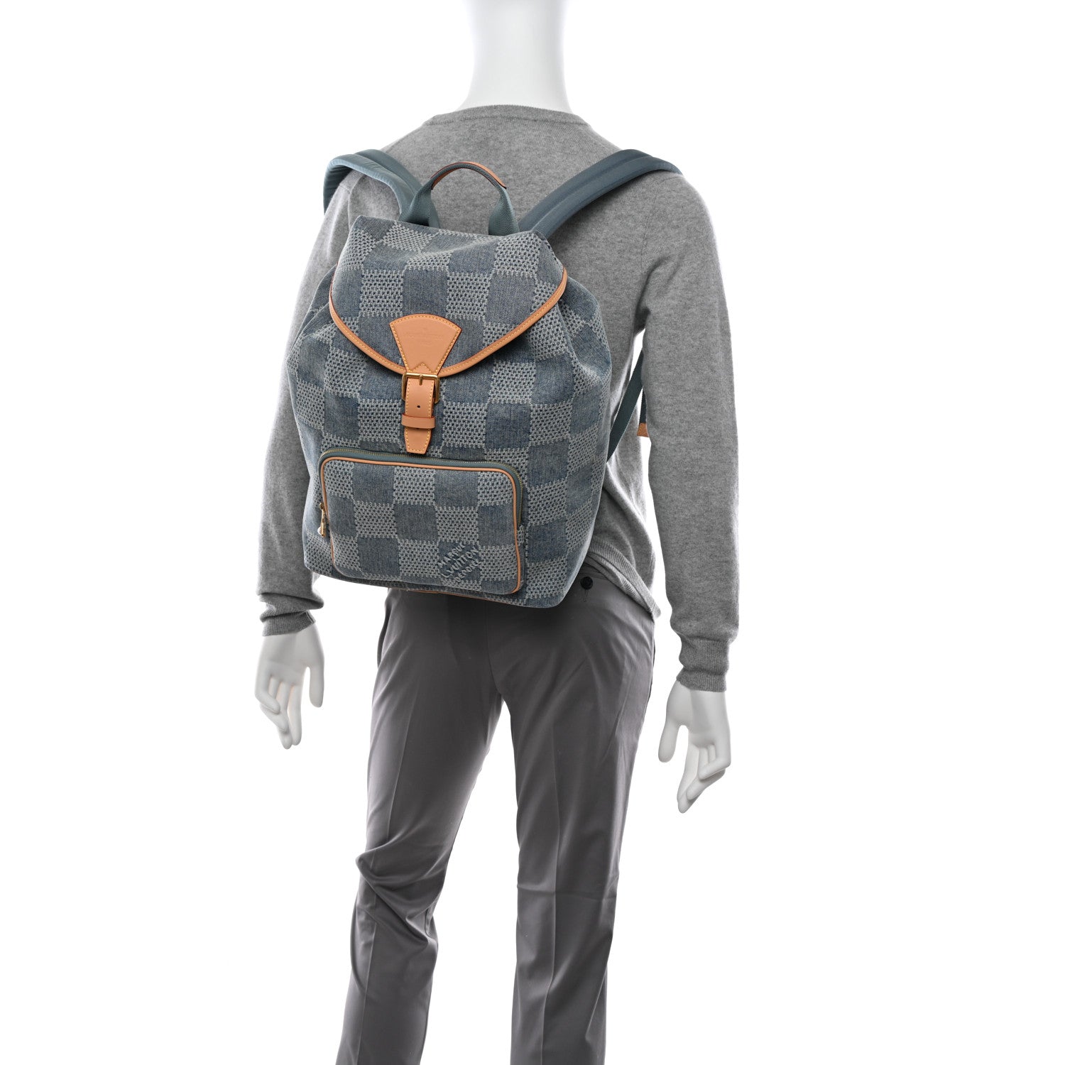 Louis Vuitton Damier Denim 3D Montsouris Backpack Bleu 2 of 9