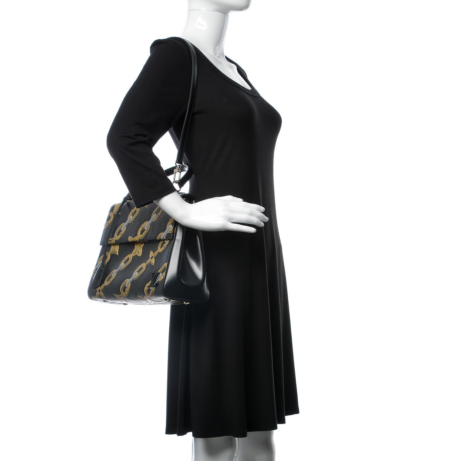 Louis Vuitton Epi Chain Flower Cluny MM Black 3 of 9
