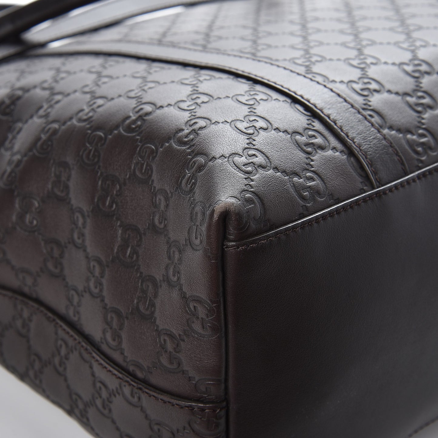 Guccissima Large GG Charm Convertible Dome Satchel Dark Brown