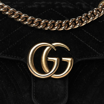 Gucci Velvet Matelasse Mini GG Marmont Shoulder Bag Black 9 of 12