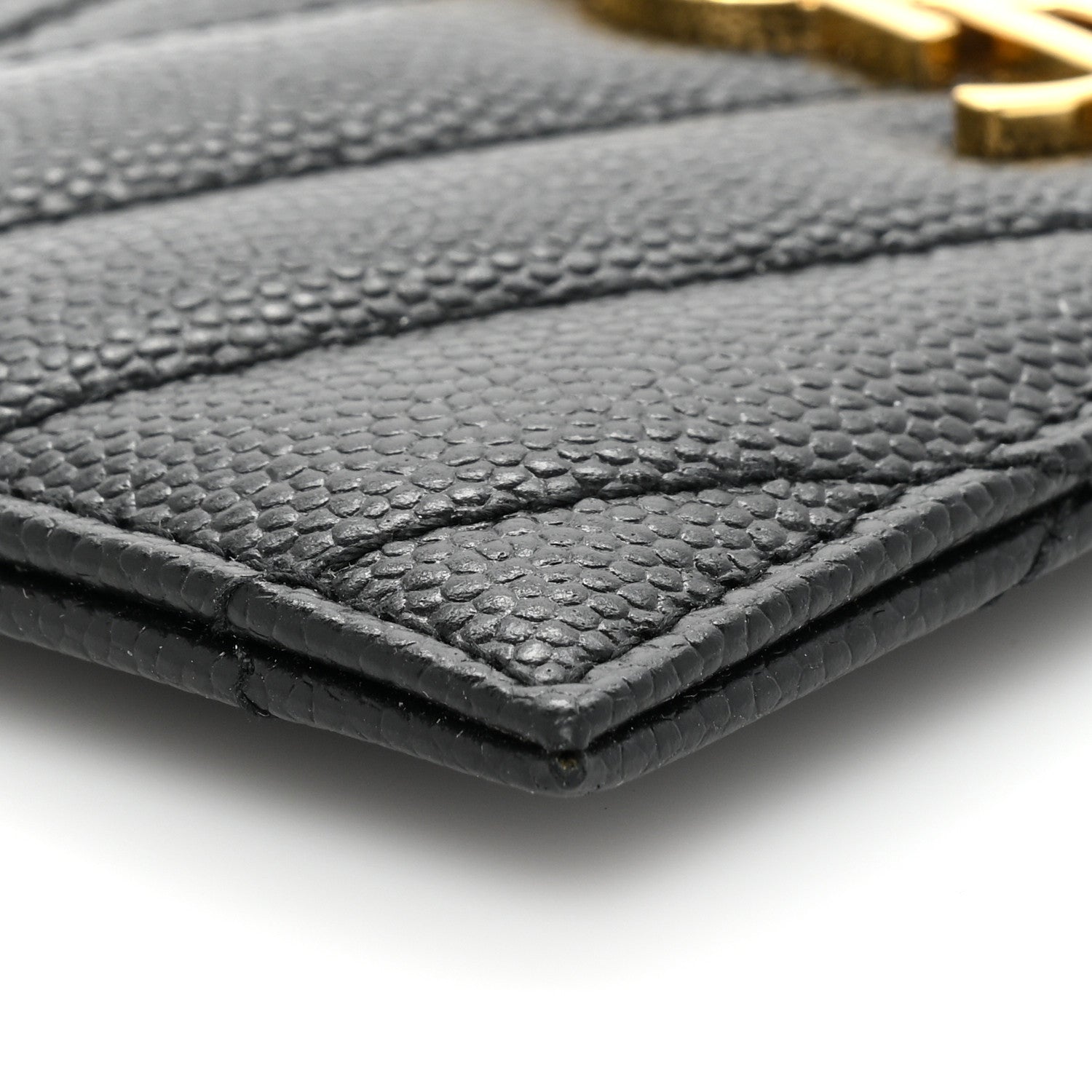 Saint Laurent Grain De Poudre Matelasse Chevron Monogram Credit Card Case Black 9 of 9