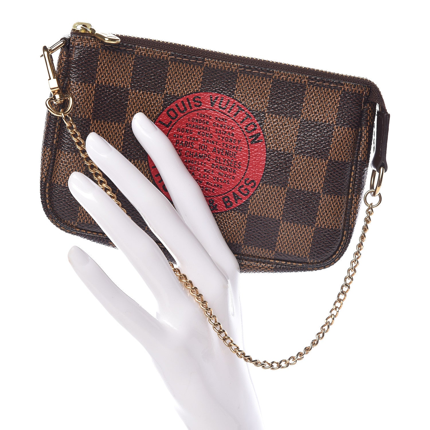 Louis Vuitton Damier Ebene Complice Trunks and Bags Mini Pochette Accessories Red 2 of 7