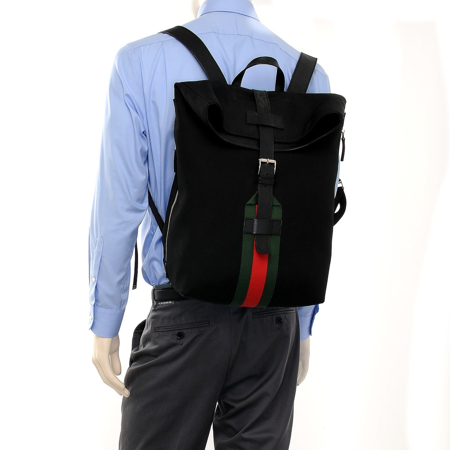 Techno Canvas Web Single Buckle Backpack Black