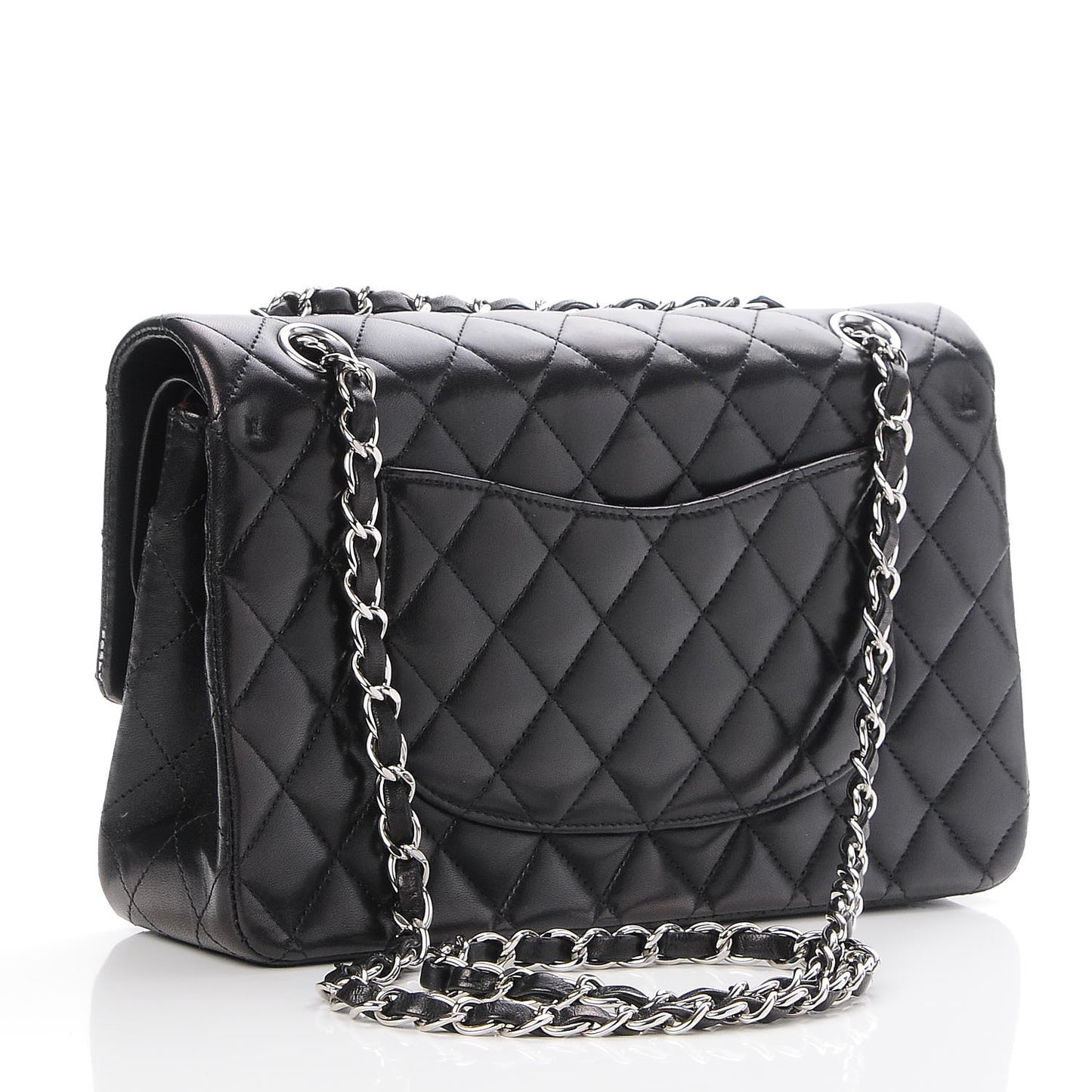 Lambskin Quilted Medium Double Flap Black