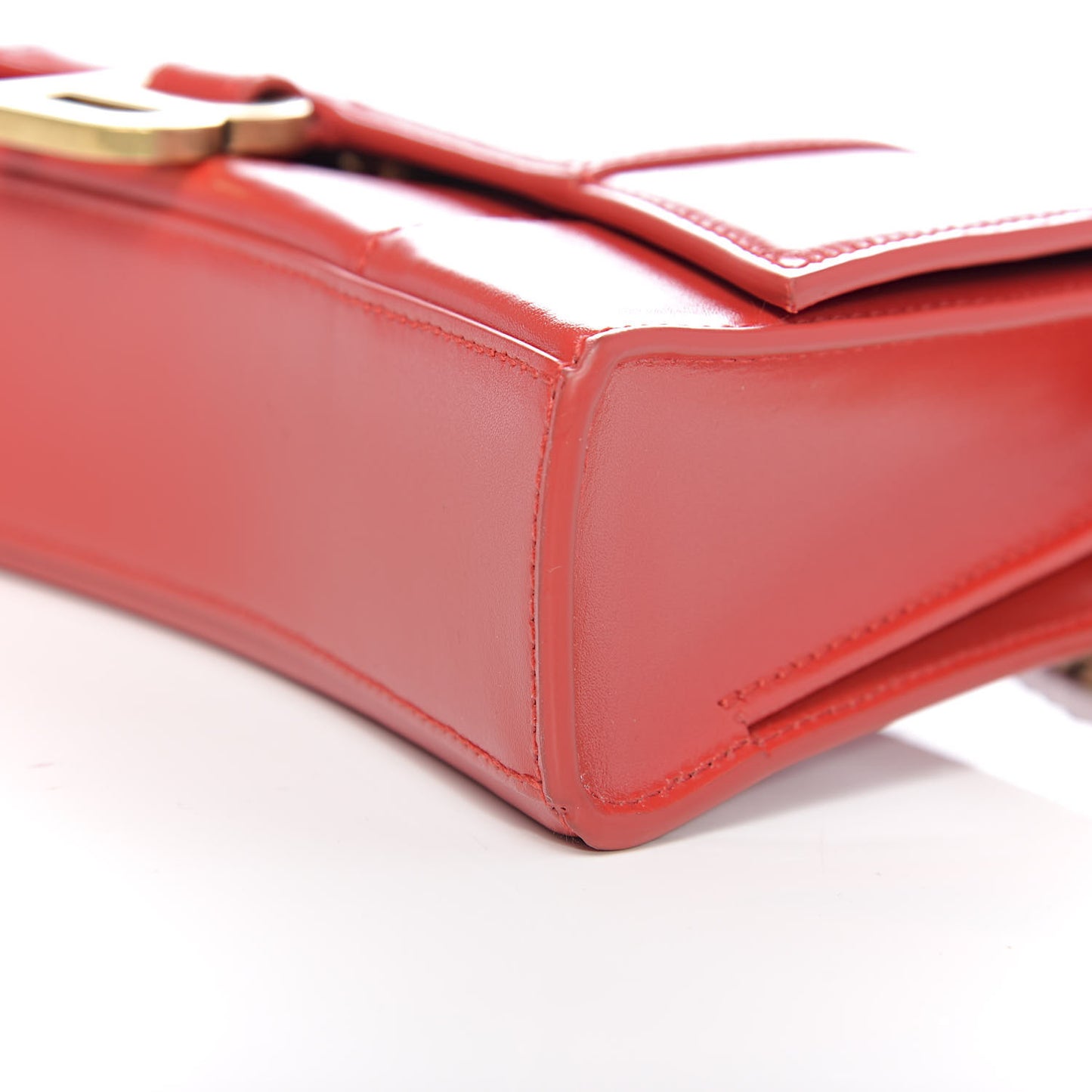 Shiny Box Calfskin Small Hourglass Evening Chain Bag Bright Red