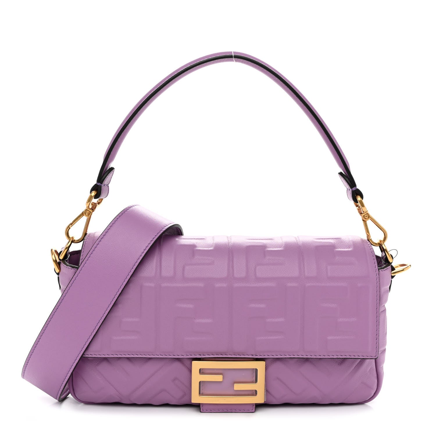 Fendi Nappa FF 1974 Embossed Baguette Agapanto 1 of 10