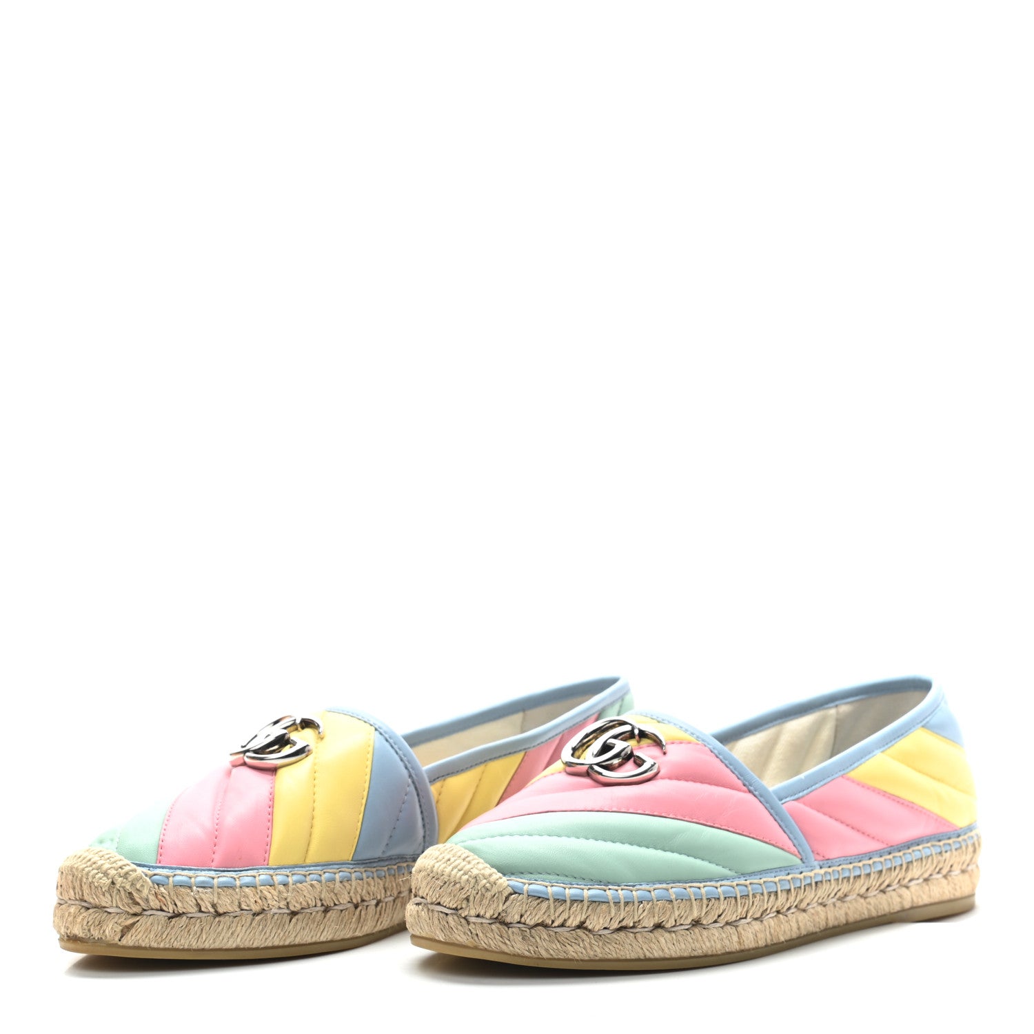 Gucci Nappa Matelasse Diagonal GG Marmont Espadrilles 38 Multicolor Pastel 3 of 9