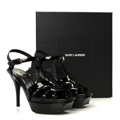 Saint Laurent Patent Tribute 75 Platform Sandals 38.5 Black 10 of 10