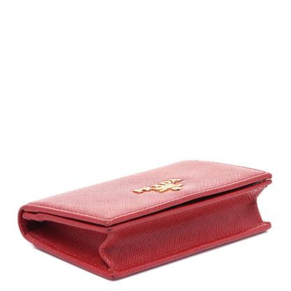 Prada Saffiano Metal Card Holder Rosso 4 of 10