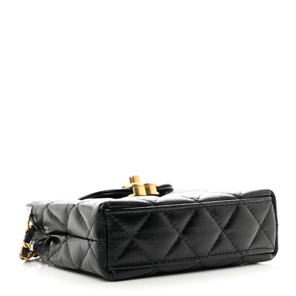 Chanel Shiny Aged Calfskin Quilted Mini Nano Kelly Shopper Black 4 of 7