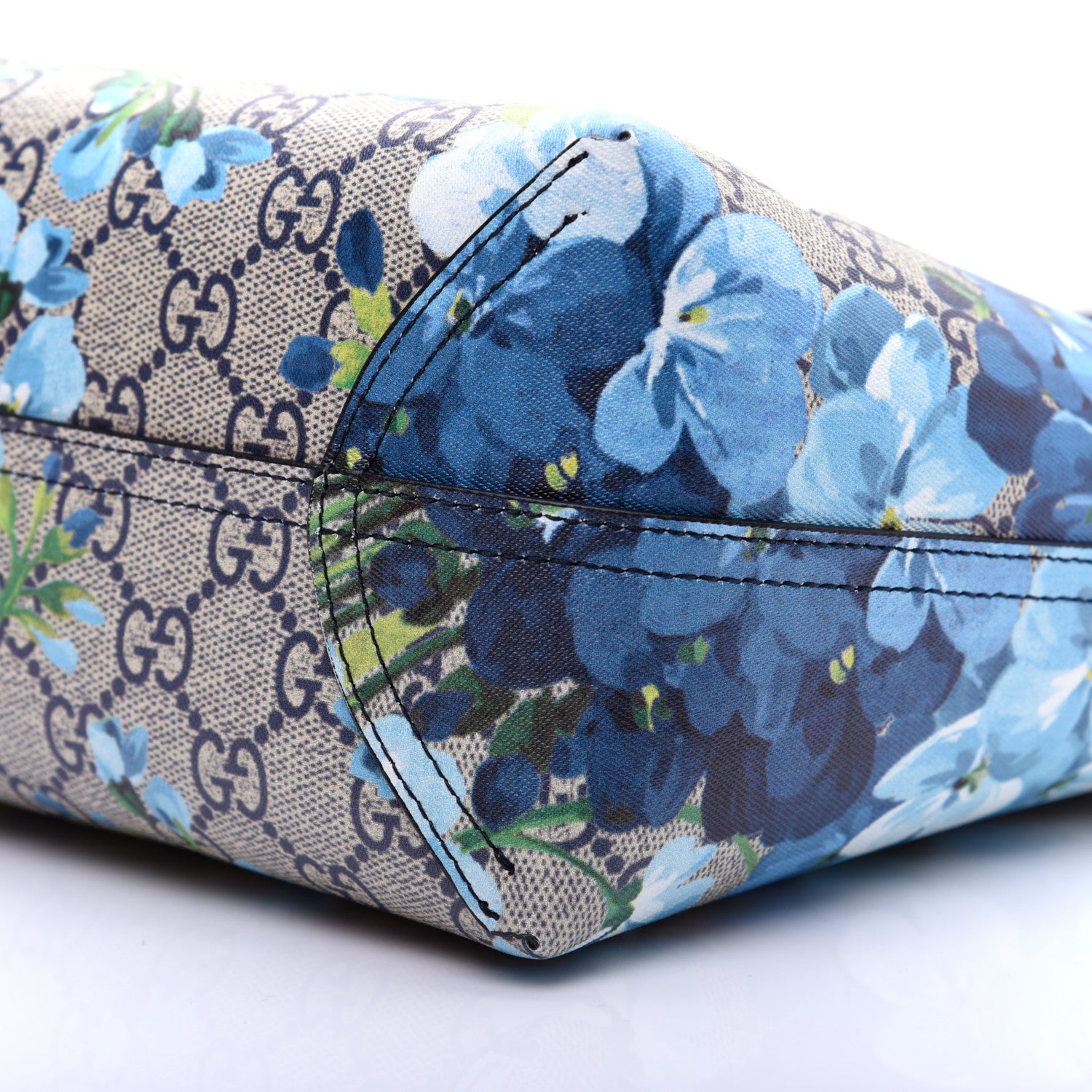 Gucci GG Supreme Monogram Blooms Small Reversible Tote Beige Blue Navy 7 of 21