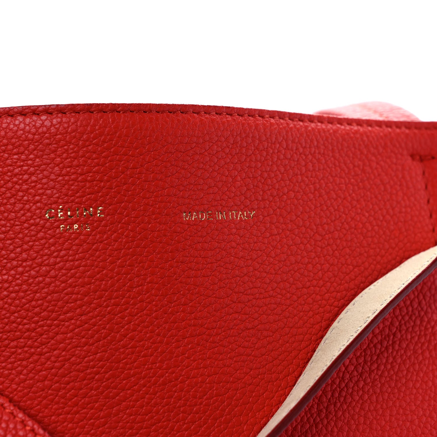 Celine Soft Grained Calfskin Medium Belt Cabas Phantom Vermillion 7 of 13
