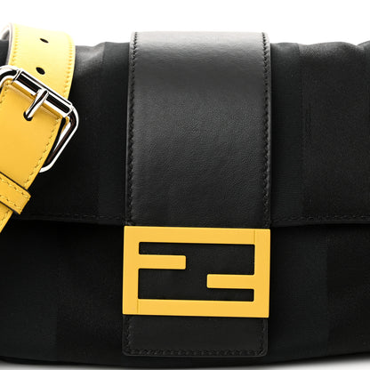 Fendi Recycled Nylon Vitello Grace Light Pequin Logo Puffer Belt Baguette Bag Black Sunflower 8 of 10