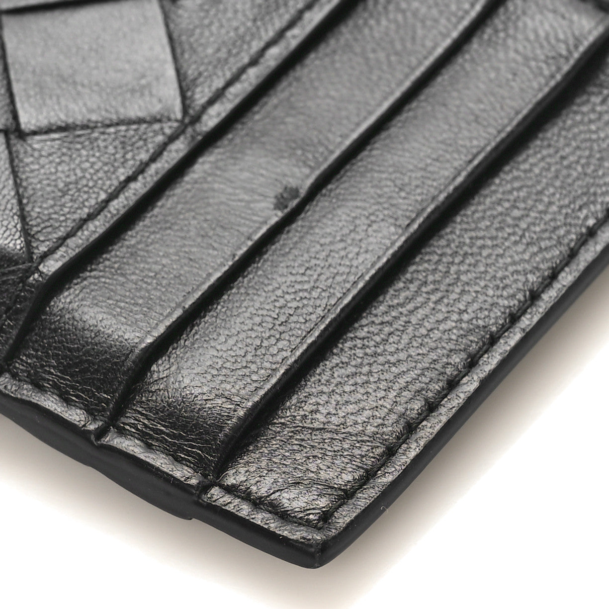Calfskin Intrecciato Zip Card Holder Black