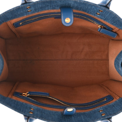 Versace Denim Calfskin La Medusa Tote Bag Blue 5 of 11