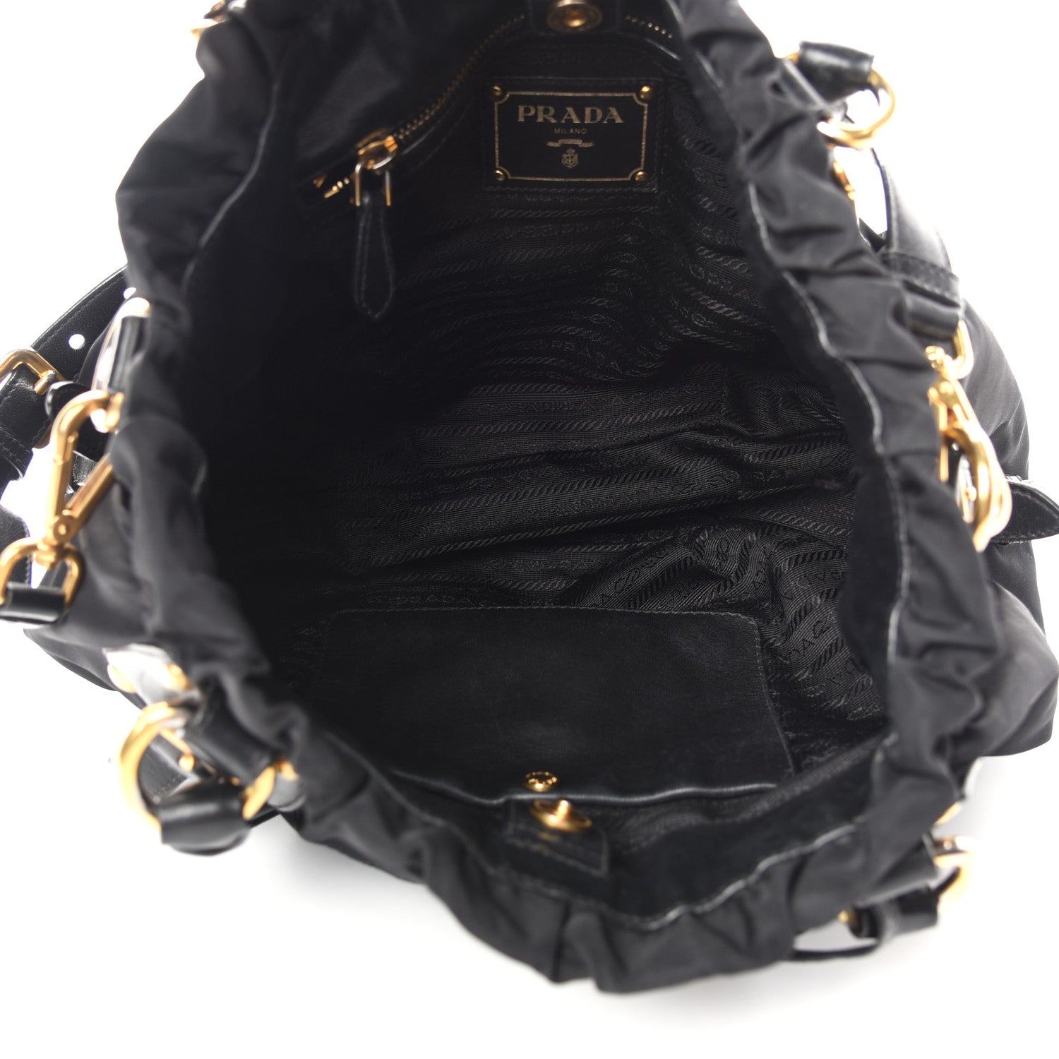 Prada Tessuto Nylon Jacquard Logo Tote Black 5 of 9