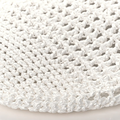 Prada Yarn Raffia Effect Crochet Logo Embroidered Shopping Tote Bag White 11 of 11