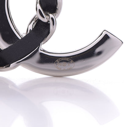 Chanel Lambskin Baguette Crystal CC Brooch Black Silver 4 of 5