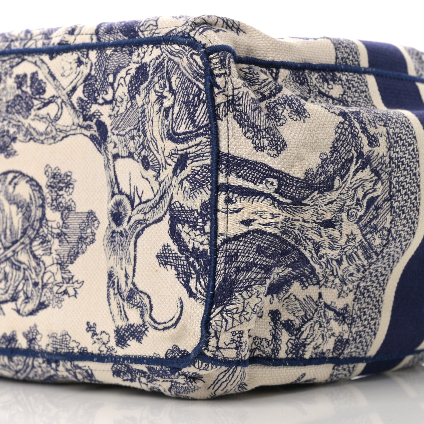 Canvas Embroidered Toile De Jouy Catherine Tote Blue