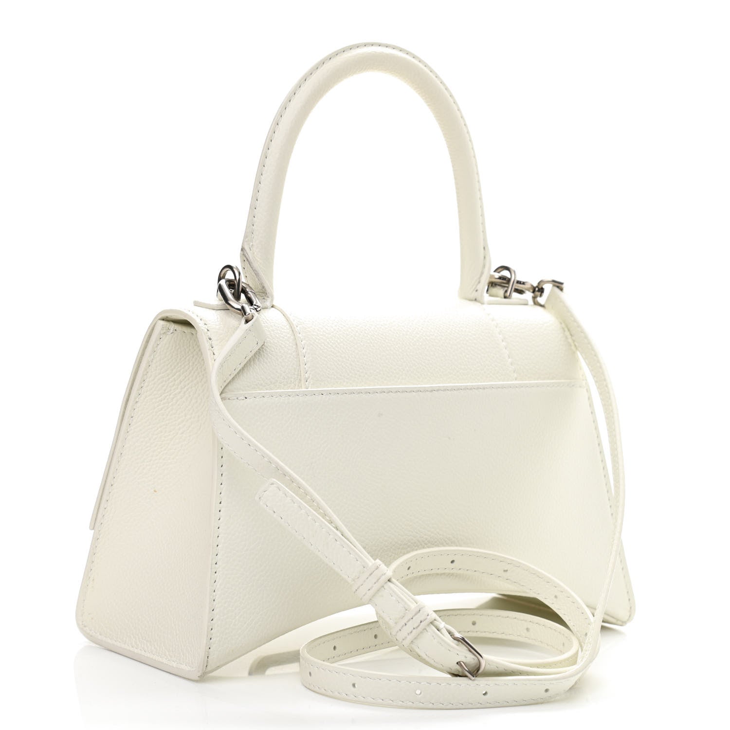 Balenciaga Grained Calfskin Small Hourglass Top Handle Bag White 3 of 11