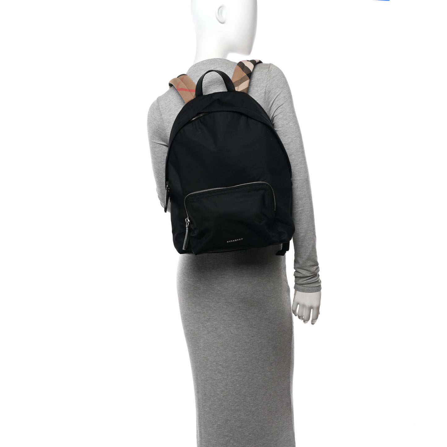 Nylon Medium Logo Backpack Black