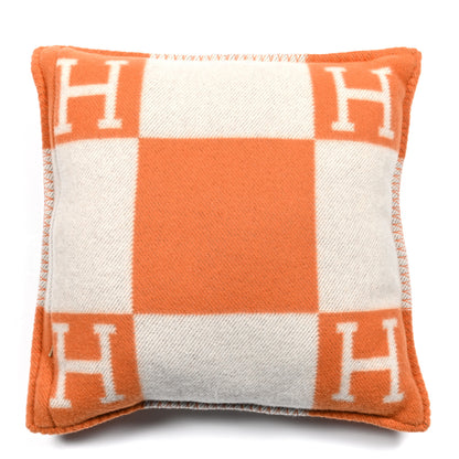 Hermes Wool Cashmere Avalon Pillow PM Ecru Potiron 2 of 3